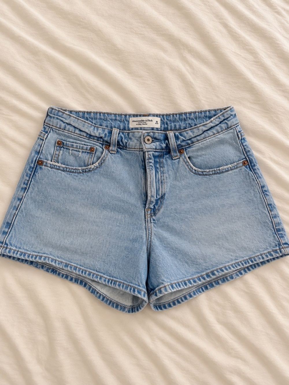 Abercrombie & Fitch Light Wash Denim High-Rise Shorts